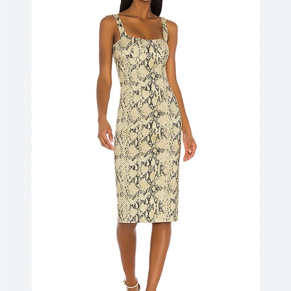RevolveCapulet Lola Bustier Bodycon Dress Small Python Denim Snake Print Midi - Picture 14 of 15